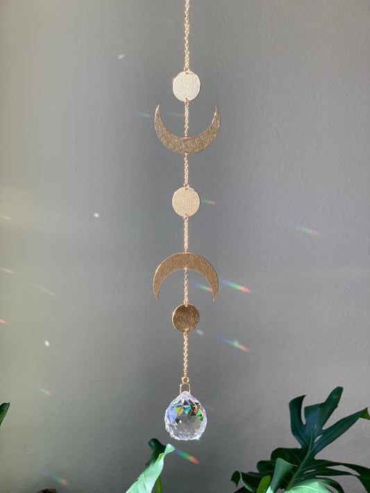 Suncatcher, Rainbow Maker, Dopamine Decor, Crystal Prism Sun Catcher, Light Catcher, Feng Shui Decor, Hanging Crystal Suncatcher, Moon phase