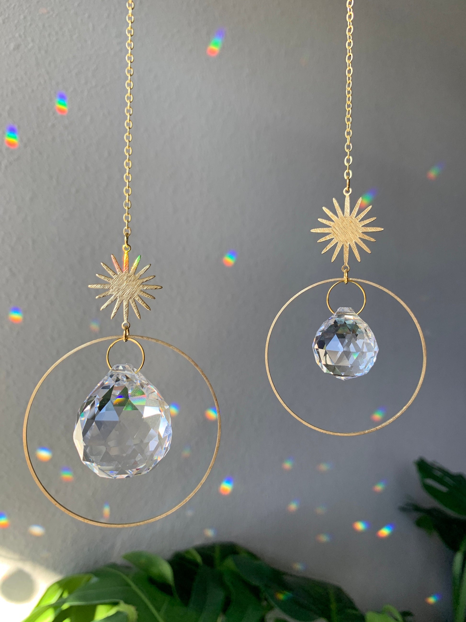 Sunburst Suncatcher, Rainbow Maker, Dopamine Decor, Crystal Prism Sun Catcher, Light Catcher, Hanging Crystal Suncatcher, Sympathy Gift