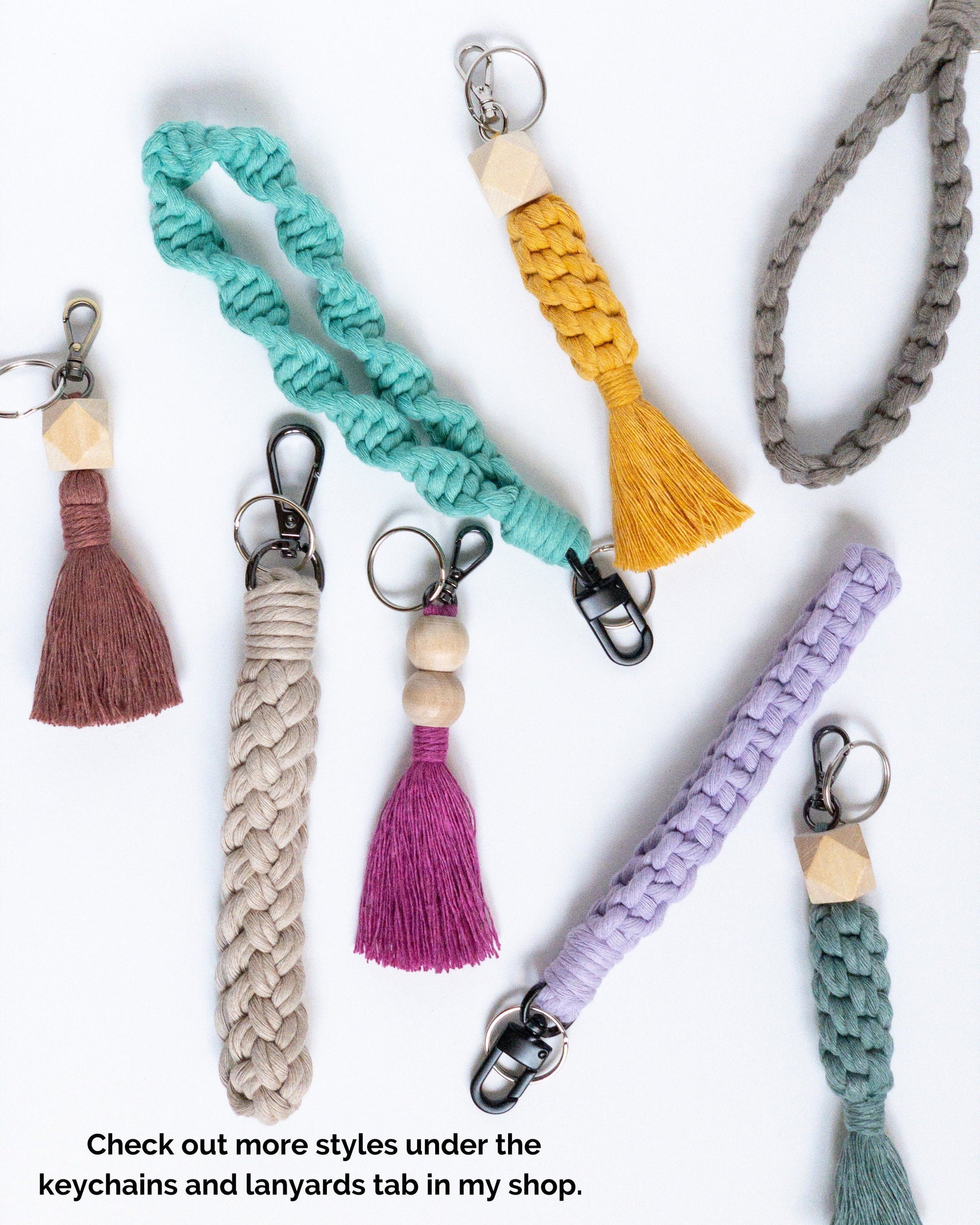 Spiral Macrame Keychain Wristlet and Lanyard, Key Fob Wristlet, Wrist Lanyard, Key Chain Wristlet, Boho Keychain, Aesthetic Keychain, Preppy