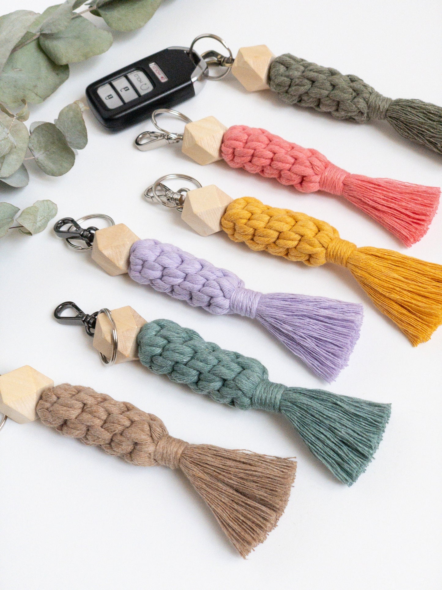 Boho Macrame Keychains, Macrame Accessories | Key Fob | Handmade Keychain