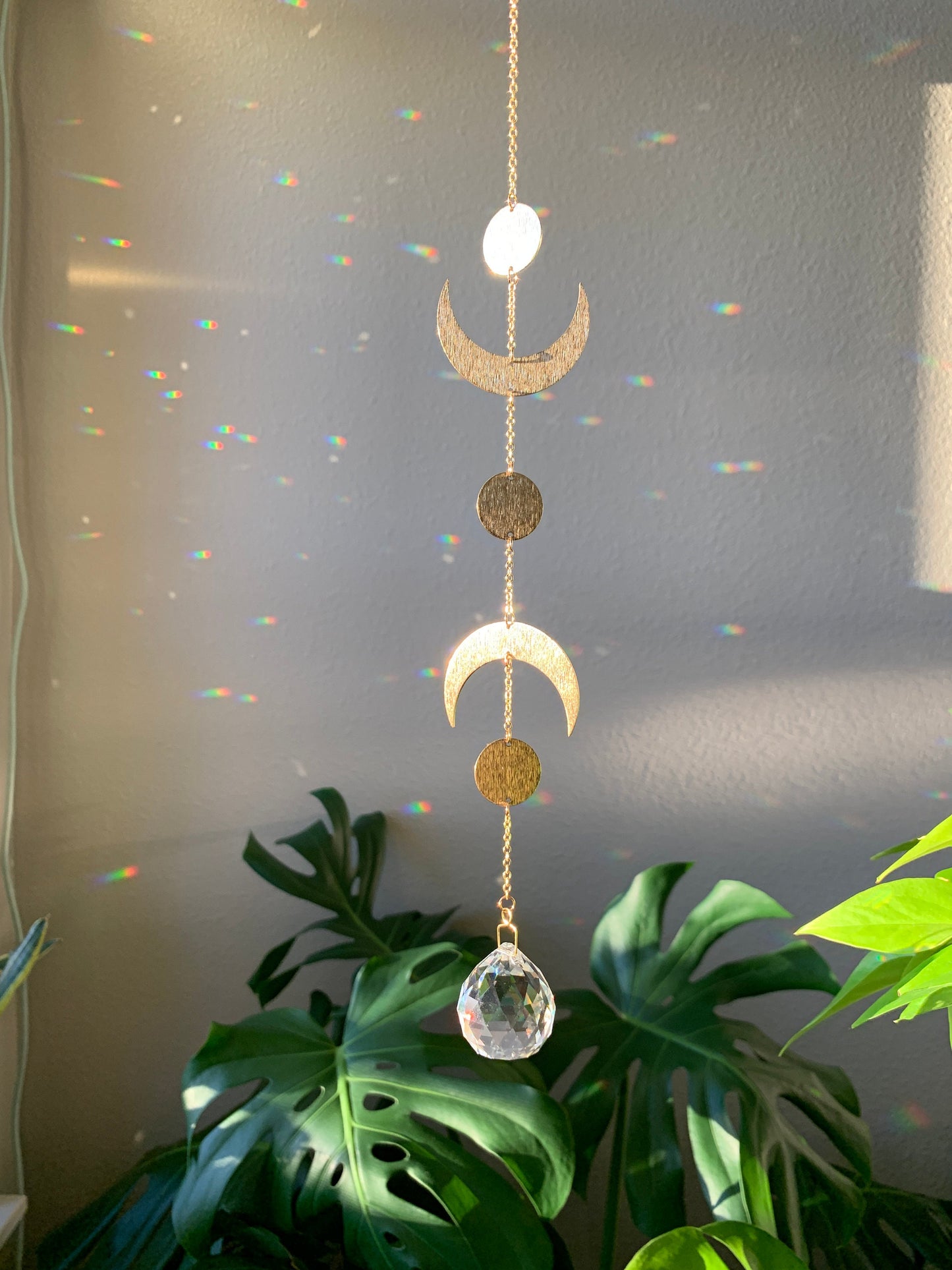 Suncatcher, Rainbow Maker, Dopamine Decor, Crystal Prism Sun Catcher, Light Catcher, Feng Shui Decor, Hanging Crystal Suncatcher, Moon phase