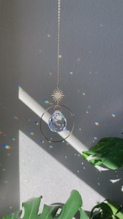 Sunburst Suncatcher, Rainbow Maker, Dopamine Decor, Crystal Prism Sun Catcher, Light Catcher, Hanging Crystal Suncatcher, Sympathy Gift