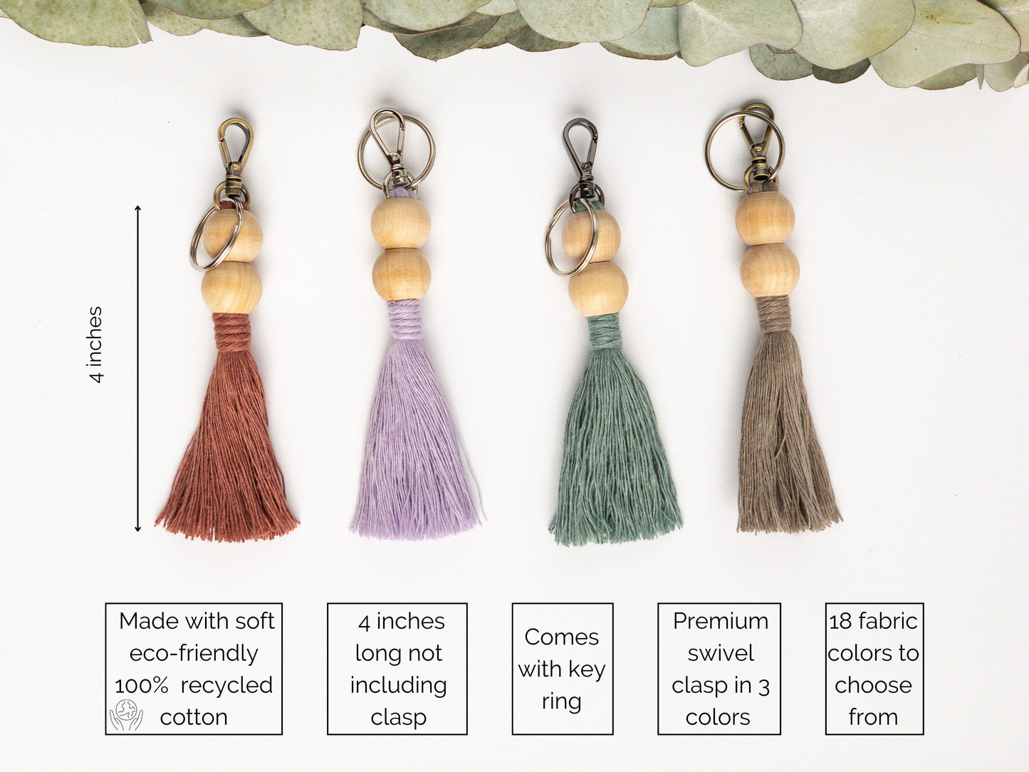 Boho Macrame Tassel Keychain - The perfect accessory for your keys, key fob or purse. Makes a great gift.